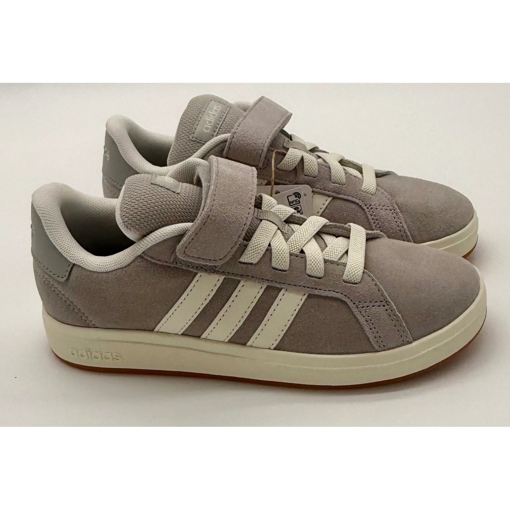 Adidas Grand Court 00s EL C Kids Grey Suede Tennis Sneakers Size 3